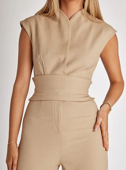 Angela – Sleeveless Belted Wide-Leg Jumpsuit