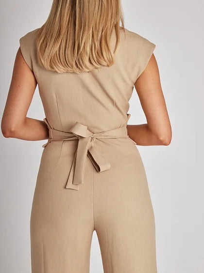 Angela – Sleeveless Belted Wide-Leg Jumpsuit