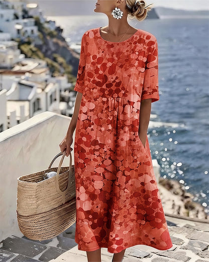 Gina – Abstract Floral Print Midi Dress