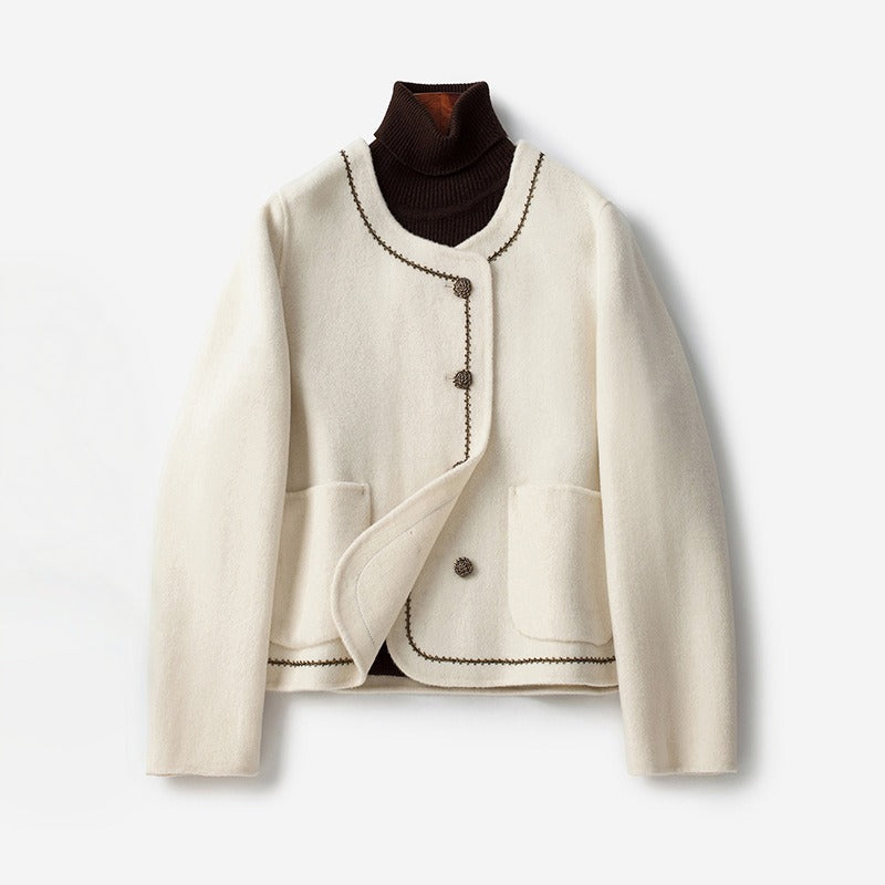 Dorothy – Short Bouclé-Trim Button Jacket