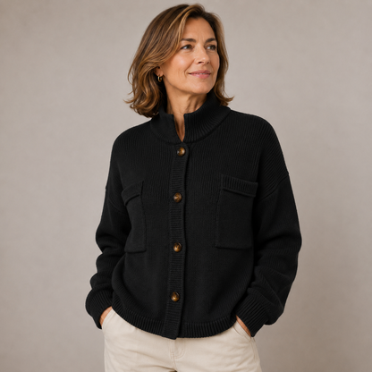 Larissa – Stand Collar Button Knit Cardigan