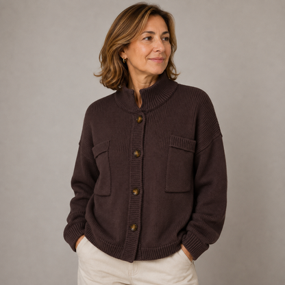 Larissa – Stand Collar Button Knit Cardigan