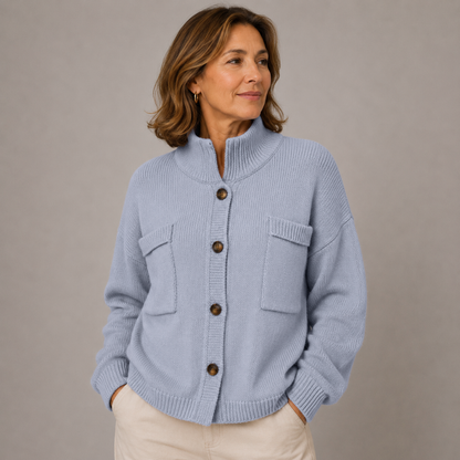 Larissa – Stand Collar Button Knit Cardigan