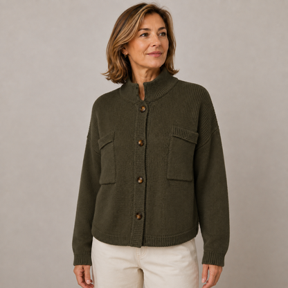 Larissa – Stand Collar Button Knit Cardigan