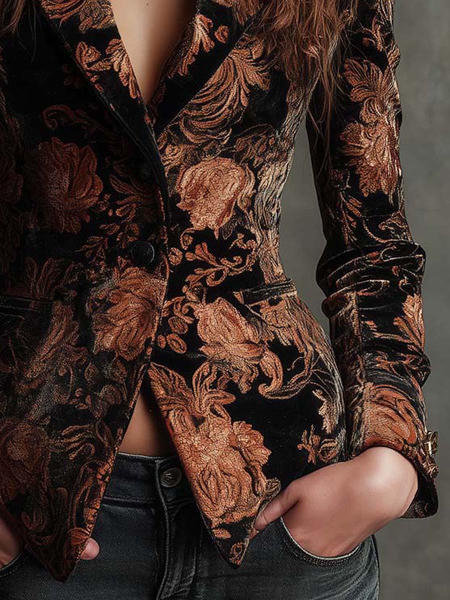 Renata – Baroque Floral Tailored Blazer
