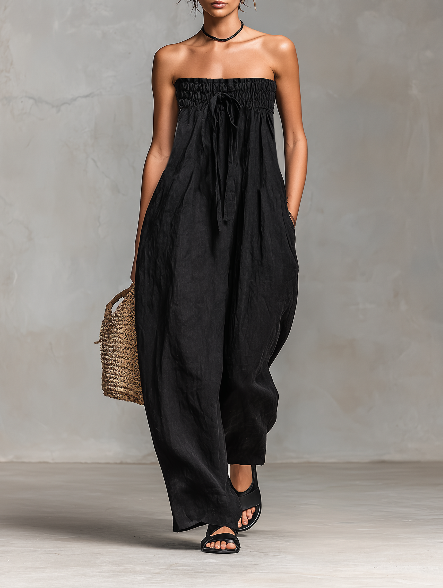Madelyn – Strapless Wide-Leg Relaxed Jumpsuit