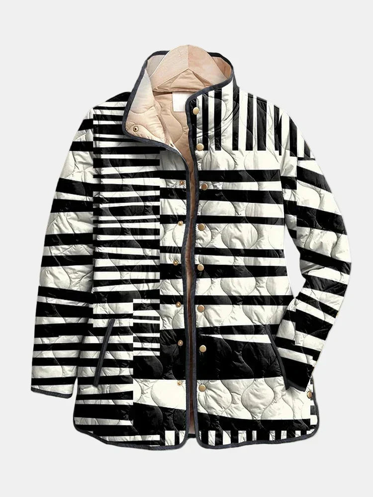 Aubrey – Striped Quilted Snap-Button Jacket