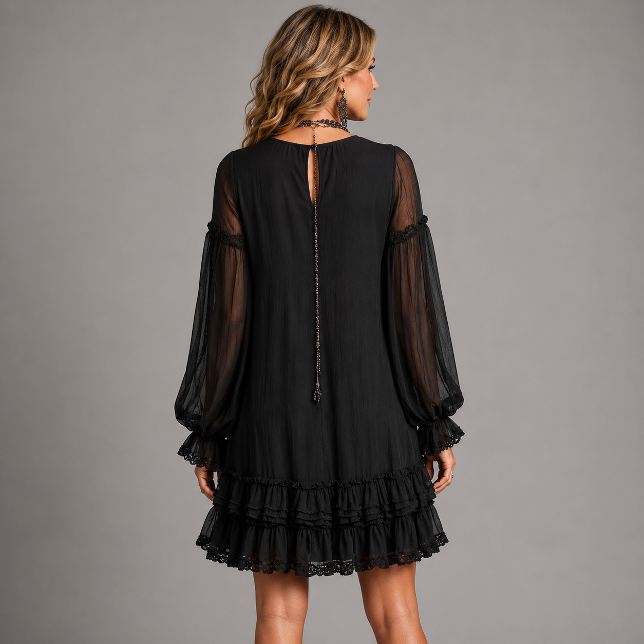 Sondra – Ruffled Chiffon-Look Mini Dress
