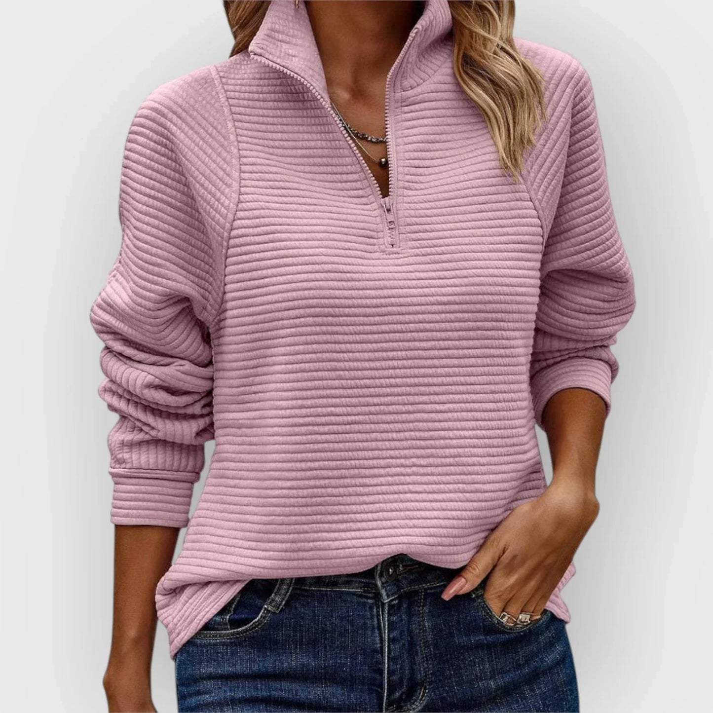 Vivian – Half-Zip Ribbed Pullover
