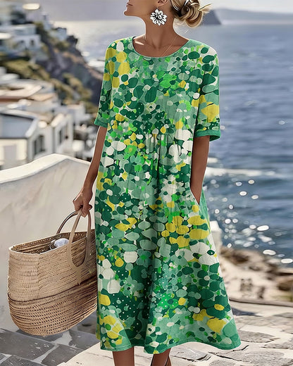 Gina – Abstract Floral Print Midi Dress