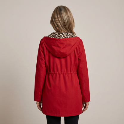 Tara – Reversible Hooded Jacket with Leopard Lining