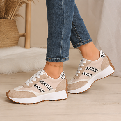 Mercedes – Leopard Panel Lace-Up Sneakers