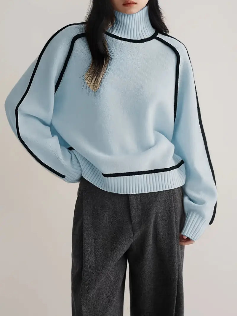 Kari – Turtleneck Sweater with Contrast Piping
