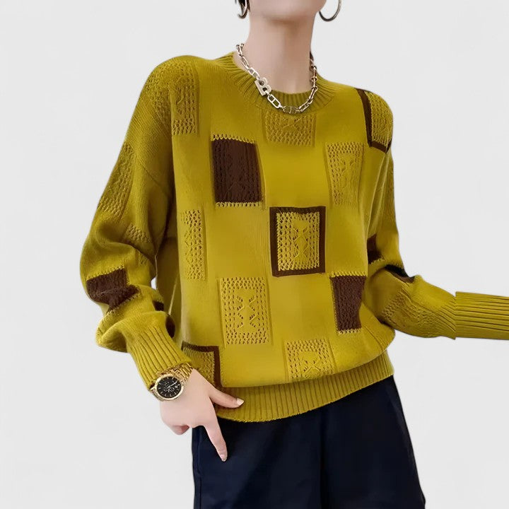 Vonda – Geometric Openwork Knit Sweater