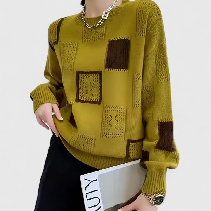 Vonda – Geometric Openwork Knit Sweater