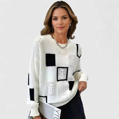 Vonda – Geometric Openwork Knit Sweater