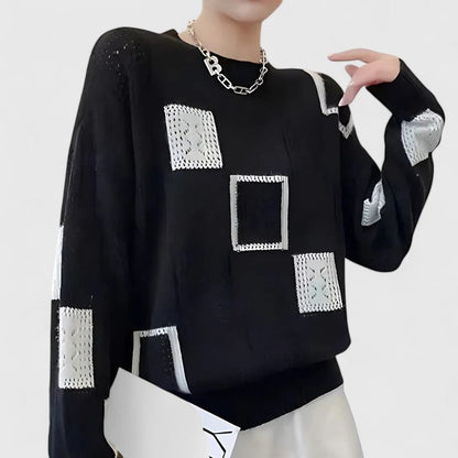 Vonda – Geometric Openwork Knit Sweater