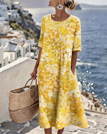 Gina – Abstract Floral Print Midi Dress