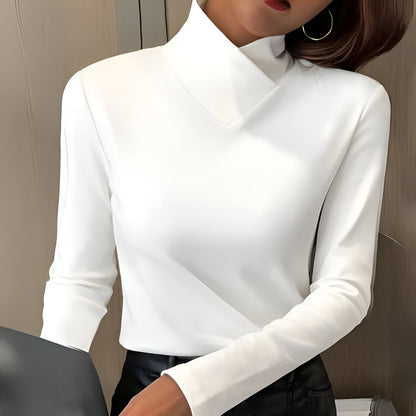Rebecca – Elegant High-Neck Long Sleeve Top