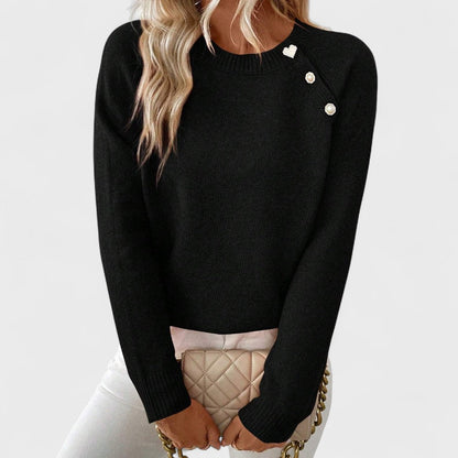 Yvonne – Knit Sweater with Pearl Button Detail
