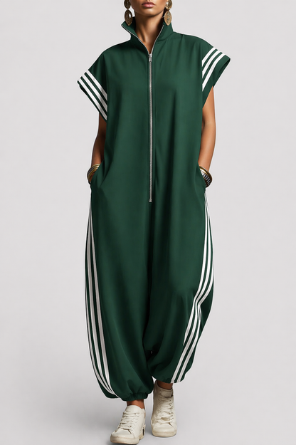 Bonnie – Relaxed Zip-Up Jumpsuit with Stripe Detail