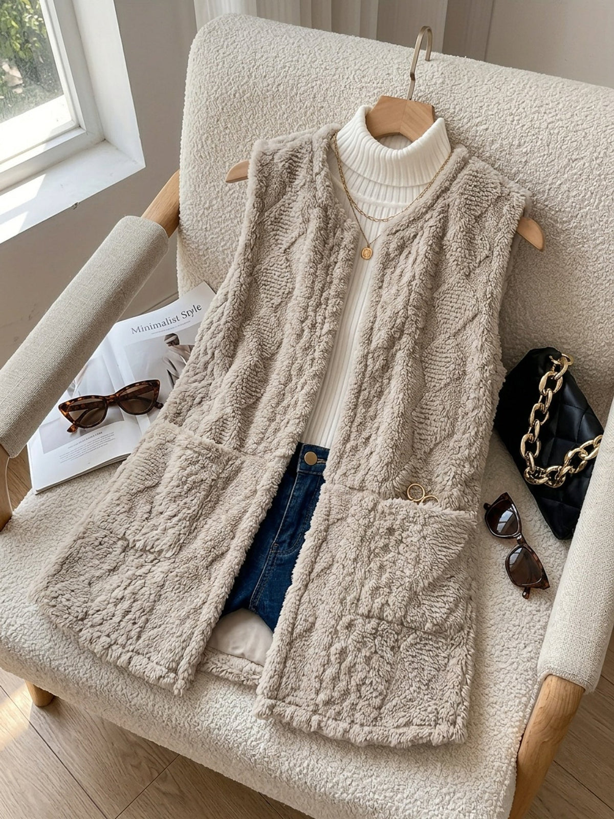 Nita – Longline Textured Sleeveless Vest