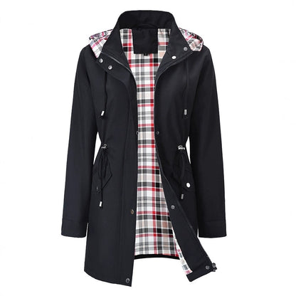 Marsha – Hooded Windproof Jacket with Plaid Lining