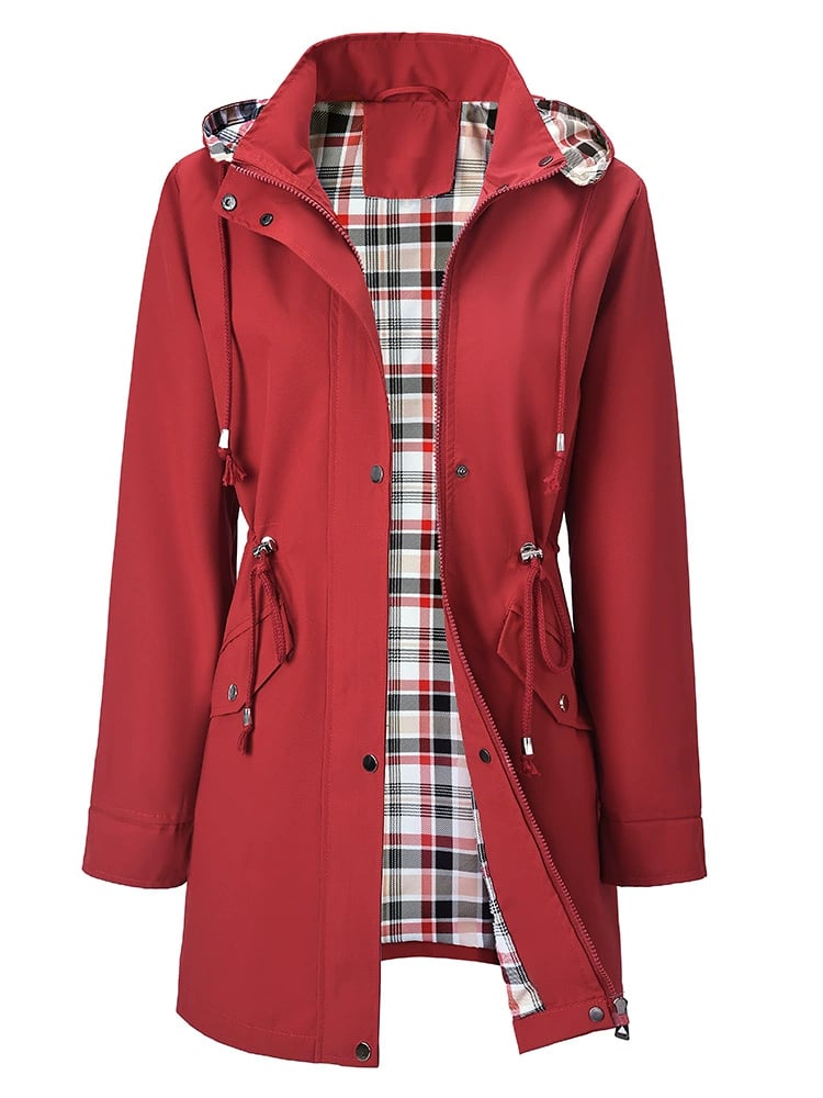 Marsha – Hooded Windproof Jacket with Plaid Lining