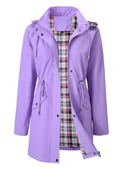 Marsha – Hooded Windproof Jacket with Plaid Lining