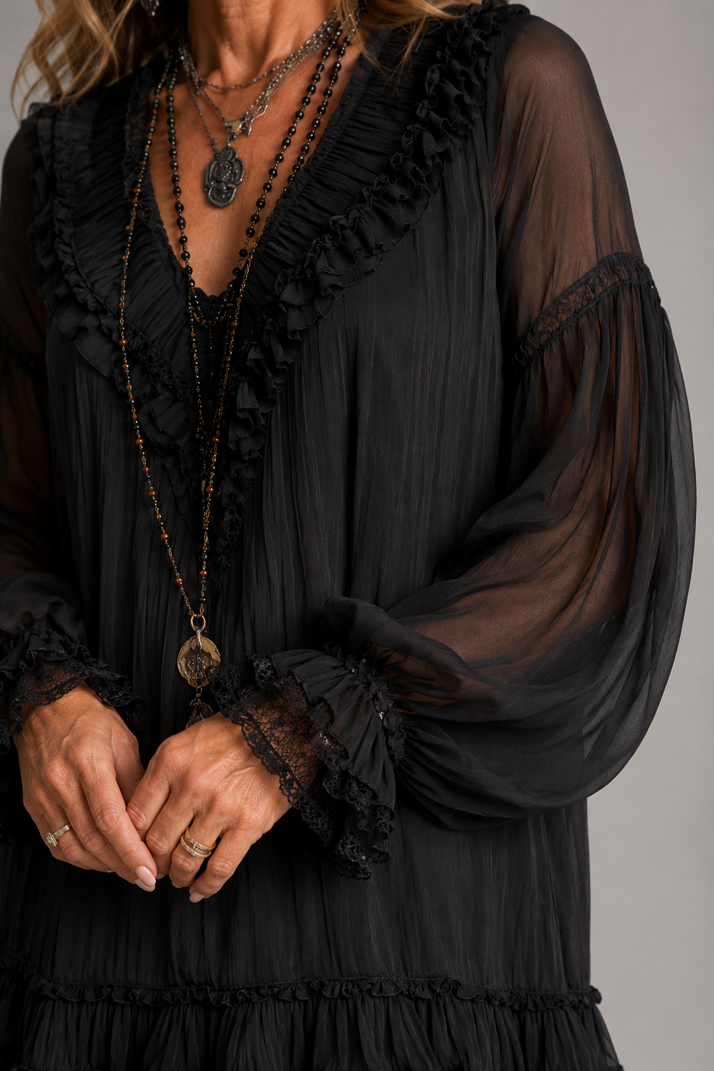 Sondra – Ruffled Chiffon-Look Mini Dress