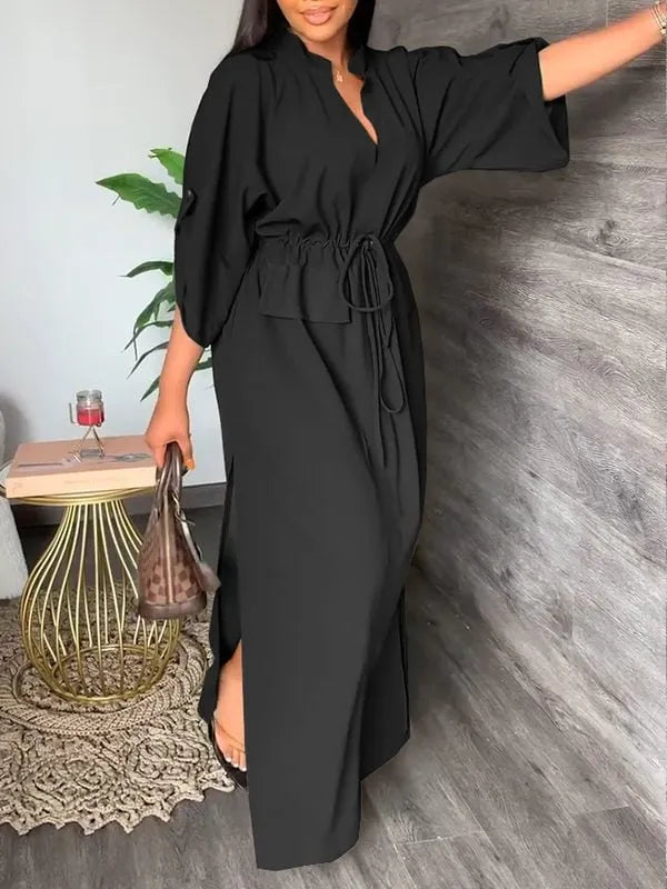 Merle – Drawstring Waist Relaxed Maxi Dress