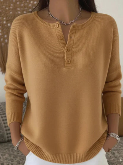 Isadora – Henley Knit Button Sweater
