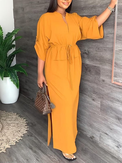 Merle – Drawstring Waist Relaxed Maxi Dress