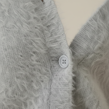 Delilah – Fluffy V-Neck Button Cardigan