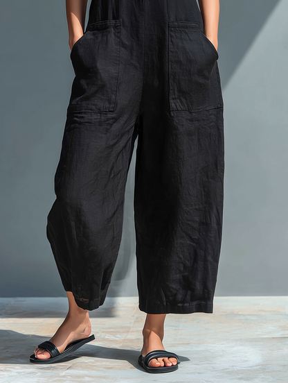 Diana – Relaxed Linen-Look Wide Leg Jumpsuit