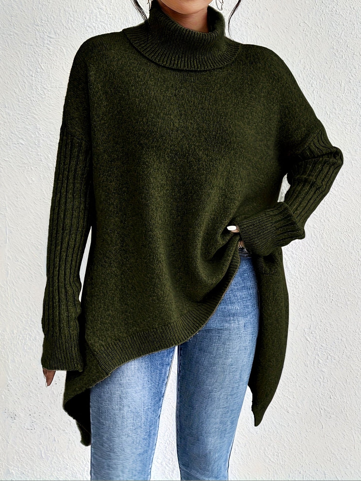 Erica – Oversized Turtleneck Knit Sweater