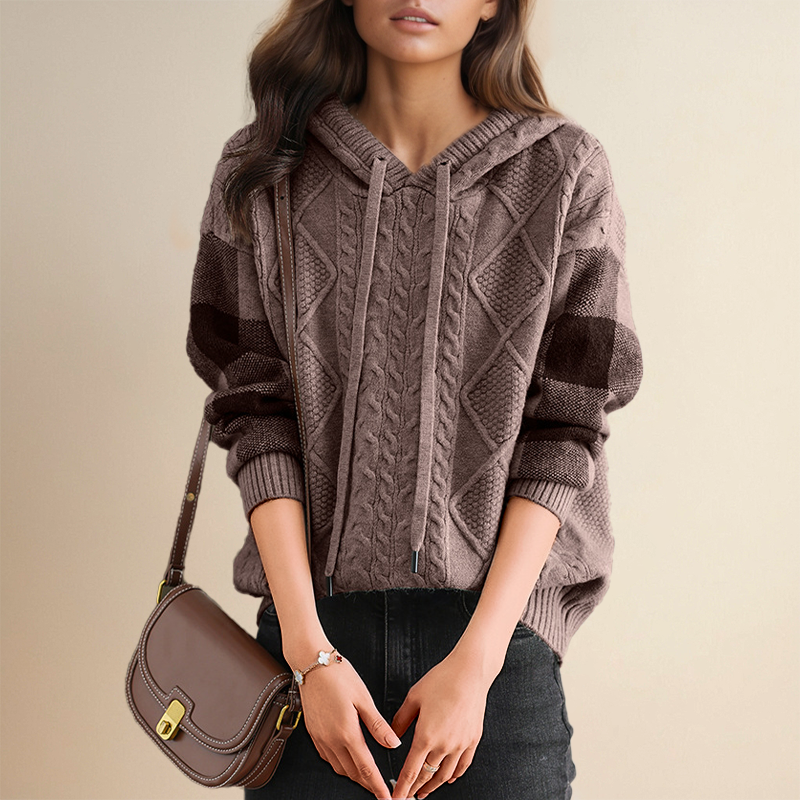 Sara – Cable Knit Hooded Sweater