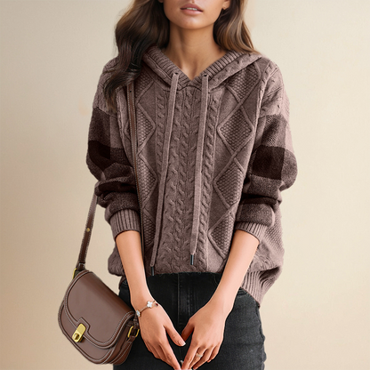 Sara – Cable Knit Hooded Sweater