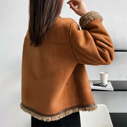 Helen – Faux Shearling Lined Button Jacket