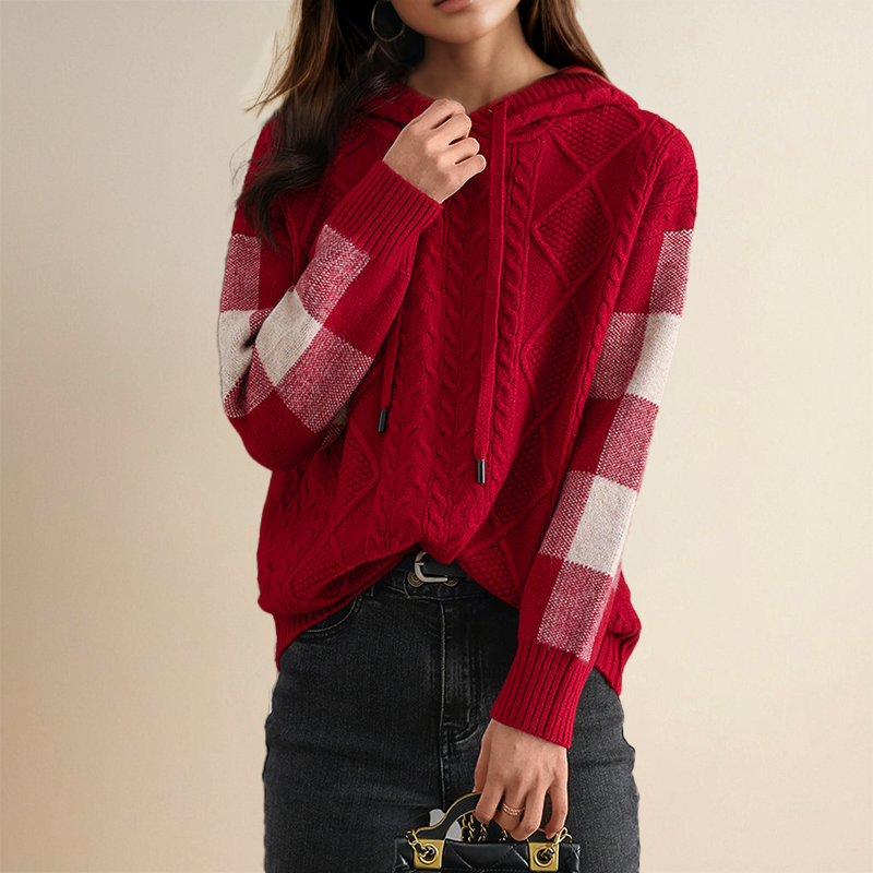 Sara – Cable Knit Hooded Sweater