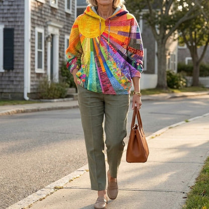 Vera – Quilted Patchwork Print Hoodie