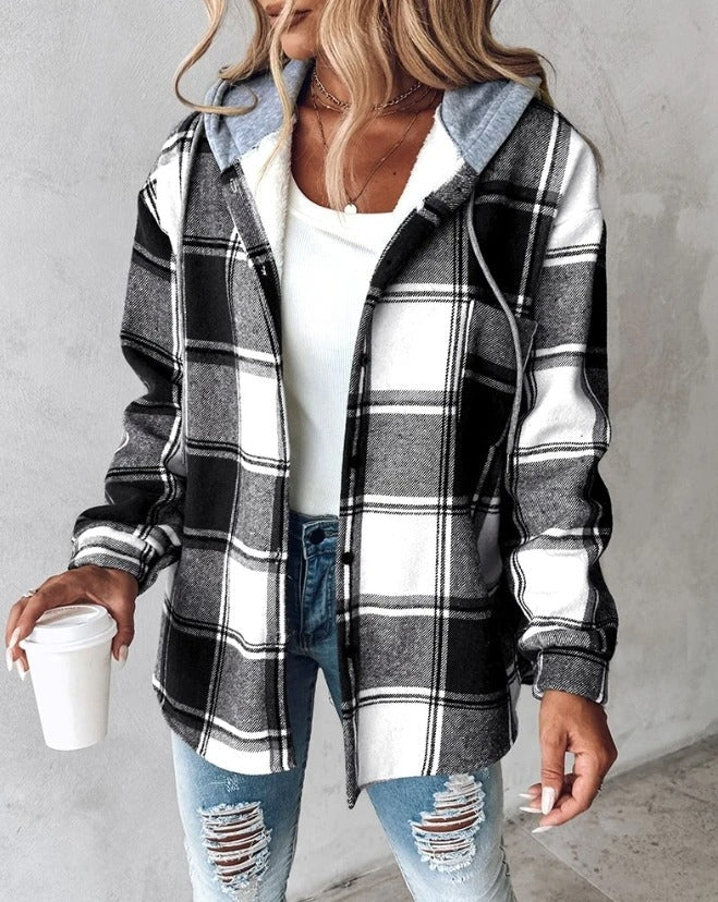 Julie – Plaid Flannel-Look Hooded Jacket