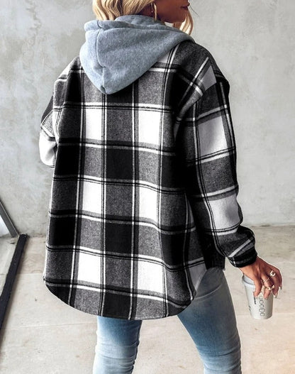 Julie – Plaid Flannel-Look Hooded Jacket