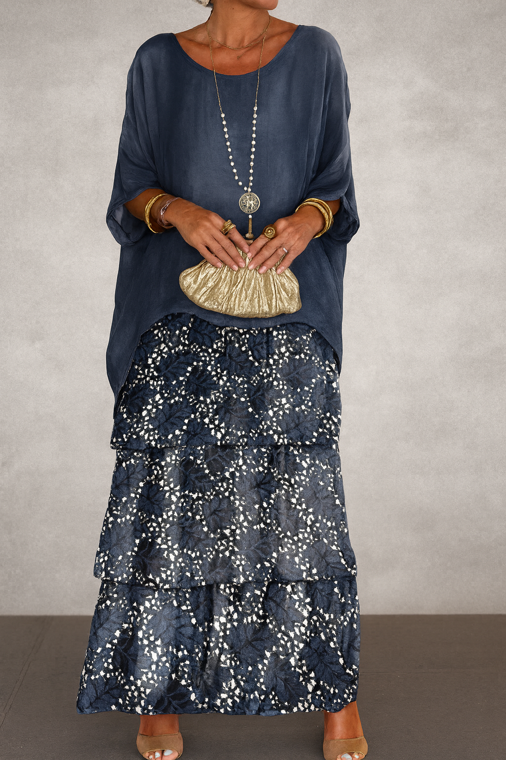 Leslie – Tiered Chiffon-Look Maxi Dress
