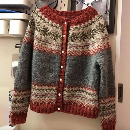Paulette – Fair Isle Knit Button-Up Cardigan