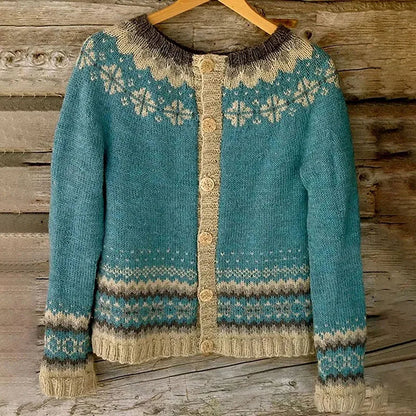 Lena – Fair Isle Button-Up Knit Cardigan