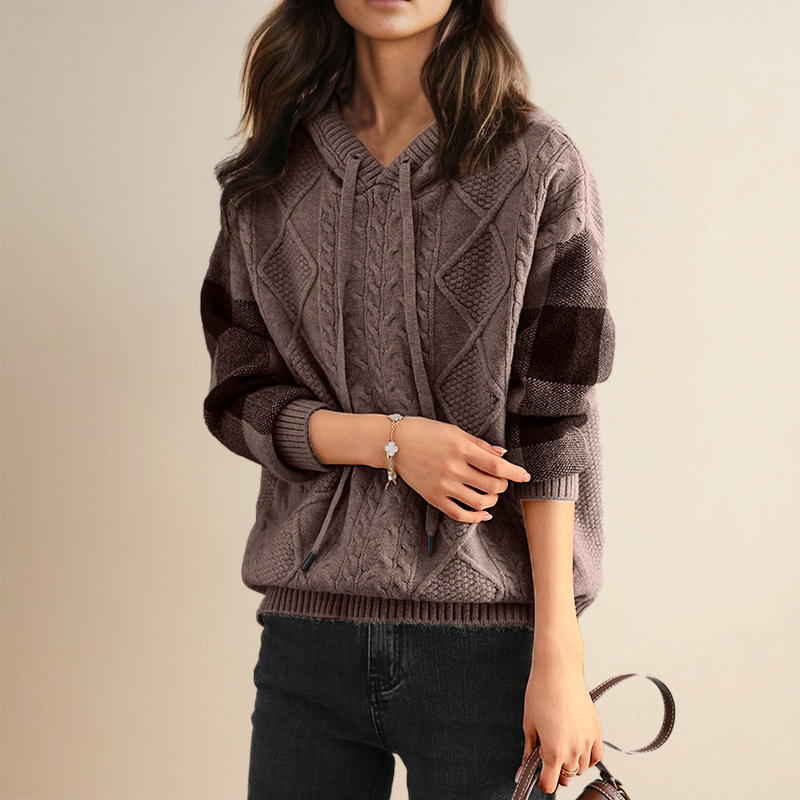 Sara – Cable Knit Hooded Sweater