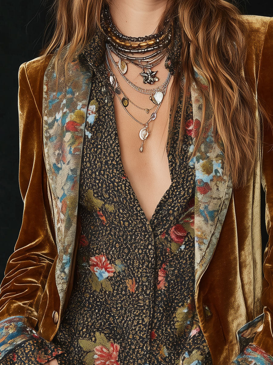 Wendy – Floral Patchwork Velvet Blazer