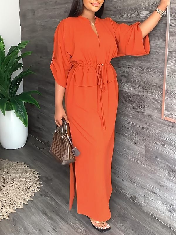 Merle – Drawstring Waist Relaxed Maxi Dress