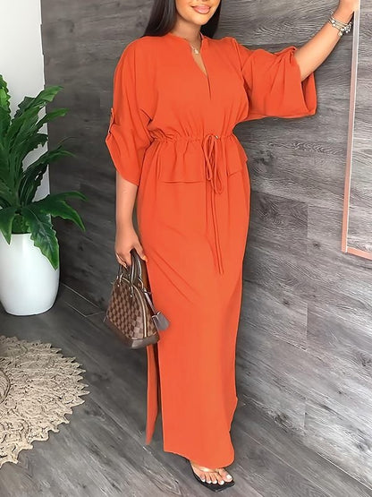 Merle – Drawstring Waist Relaxed Maxi Dress